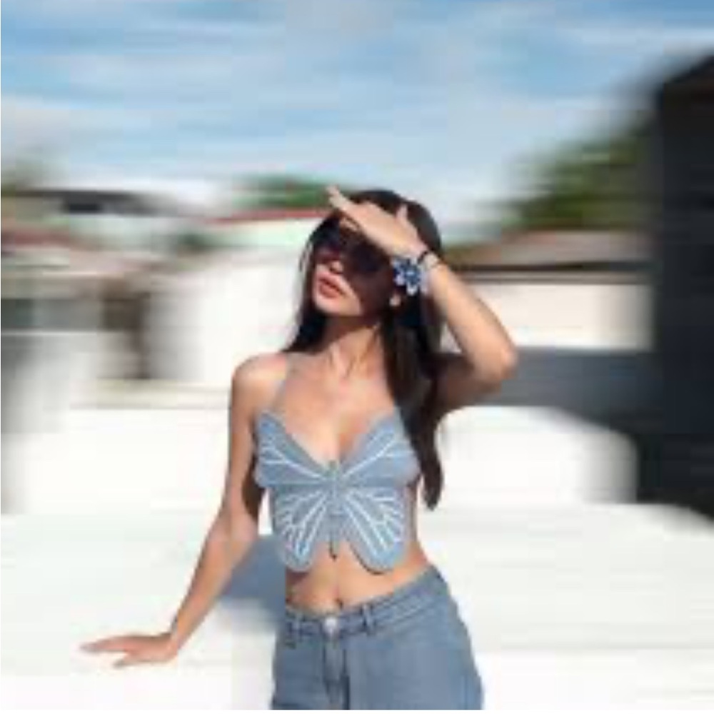 Zara NEW butterfly crochet festival top